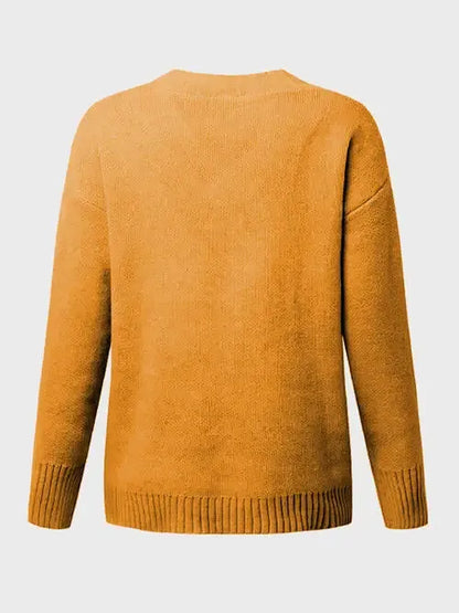 V-Neck Long Sleeve Knit Top Sweater AC