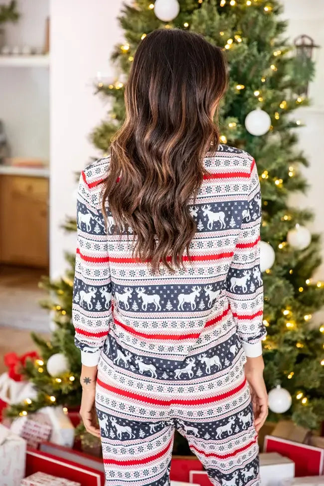 Holly And Jolly Charcoal Christmas Print Pajama Top FINAL SALE