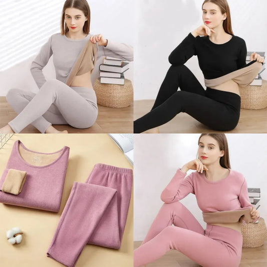 Winter Thermal Underwear Double Layer Warm Lingerie Suit