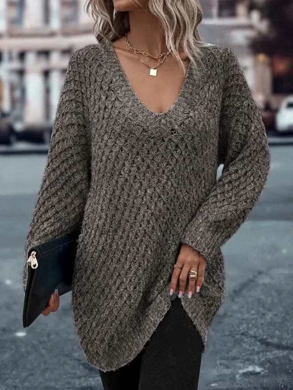Solid Drop Shoulder Cotton Oversized Sweater