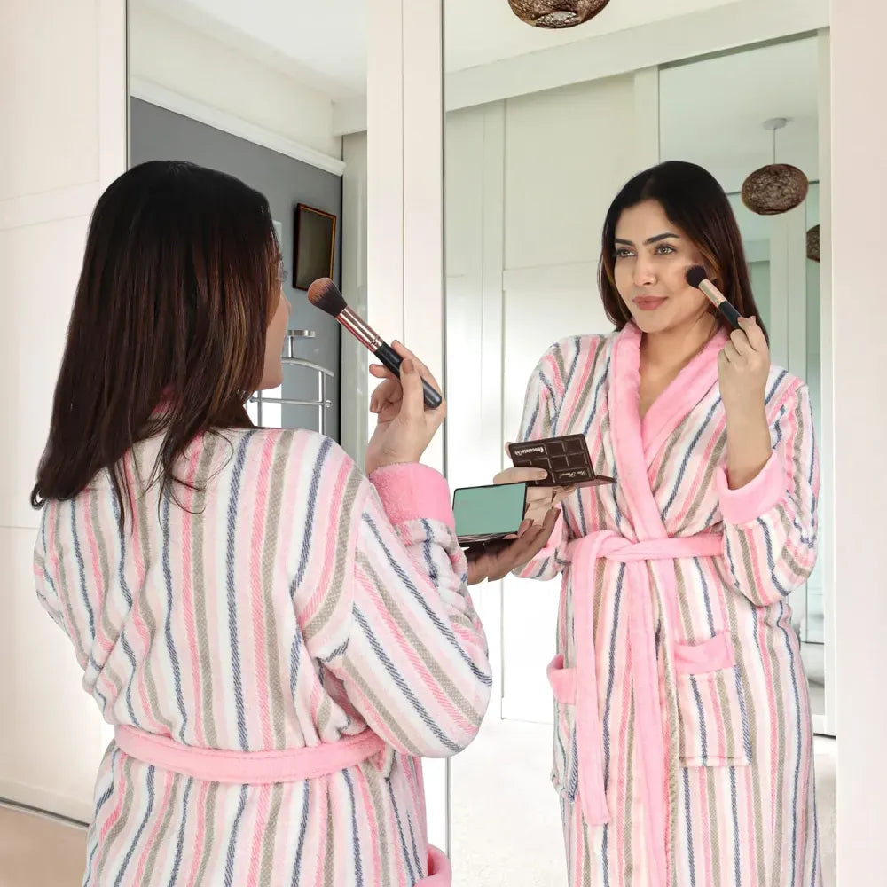 Women Fleece Shawl Collar Bathrobe - Plush Long Robe