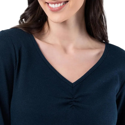 Fruit of the Loom Women's Waffle V-Neck Top and Flannel Pant Sleep Set