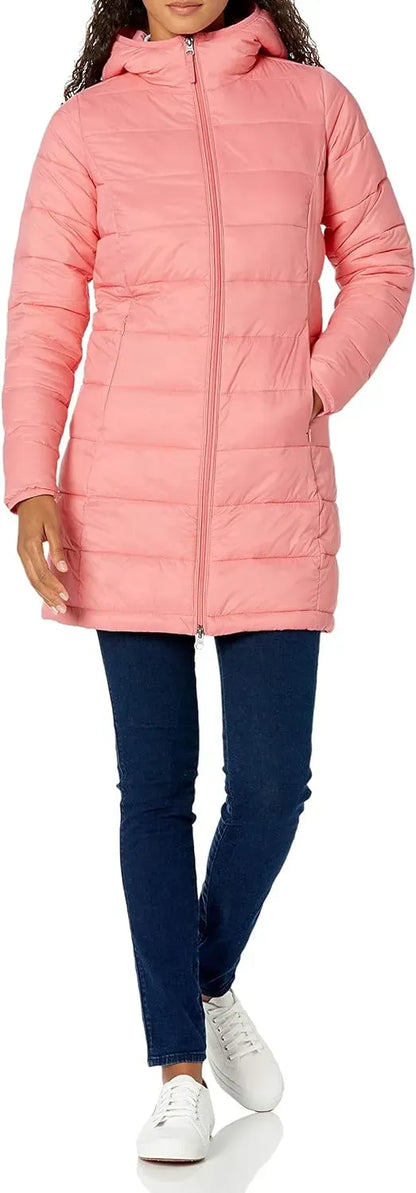 Women's Lightweight Water-Resistant Hooded Puffer Coat (Available in Plus Size)