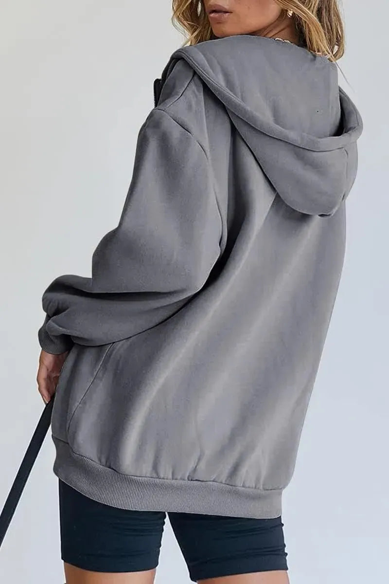 Women's Cute Hoodies Teen Girl Fall Jacket Oversized Sweatshirts Casual Drawstring Zip Up Y2K Hoodie with Pocket