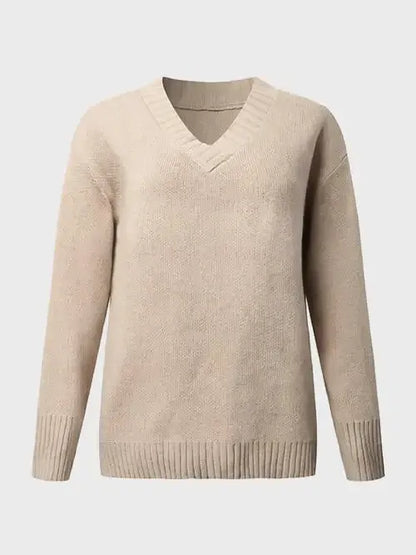 V-Neck Long Sleeve Knit Top Sweater AC