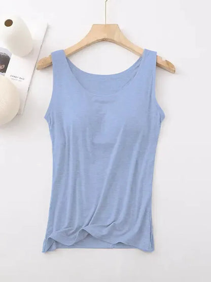 Women's Tank Top with Built-In Bra, Sleeveless Casual Basic Round Neck Regular - 10-Piece Sets