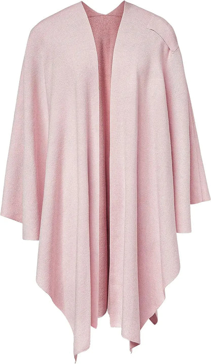 Womens Large Cross Front Poncho Sweater Wrap Topper Knitted Elegant Shawls Cape for Fall Winter