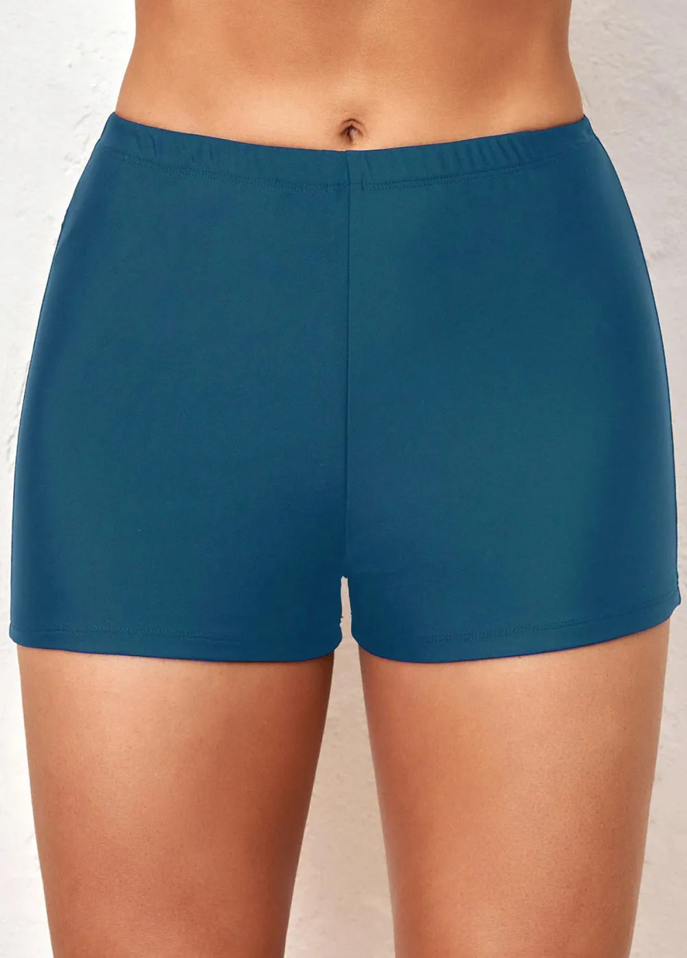 Black Mid Waisted Elastic Detail Swimwear Shorts