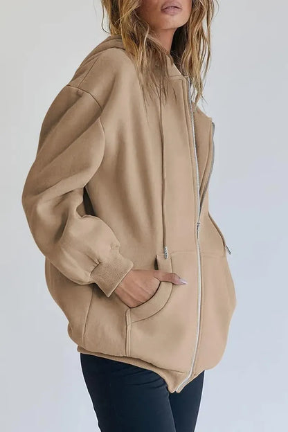Women's Cute Hoodies Teen Girl Fall Jacket Oversized Sweatshirts Casual Drawstring Zip Up Y2K Hoodie with Pocket