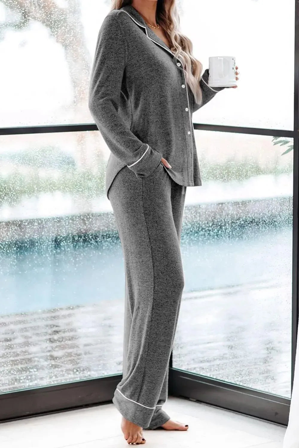 Women's Pajama Sets Long Sleeve Button Down Sleepwear Nightwear Soft Pjs Lounge Sets