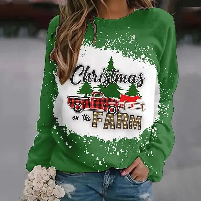 Christmas Trees Cat Masquerade Hoodie Pullover Women's Christmas Christmas Carnival Masquerade Adults' Christmas Vacation Polyester Top