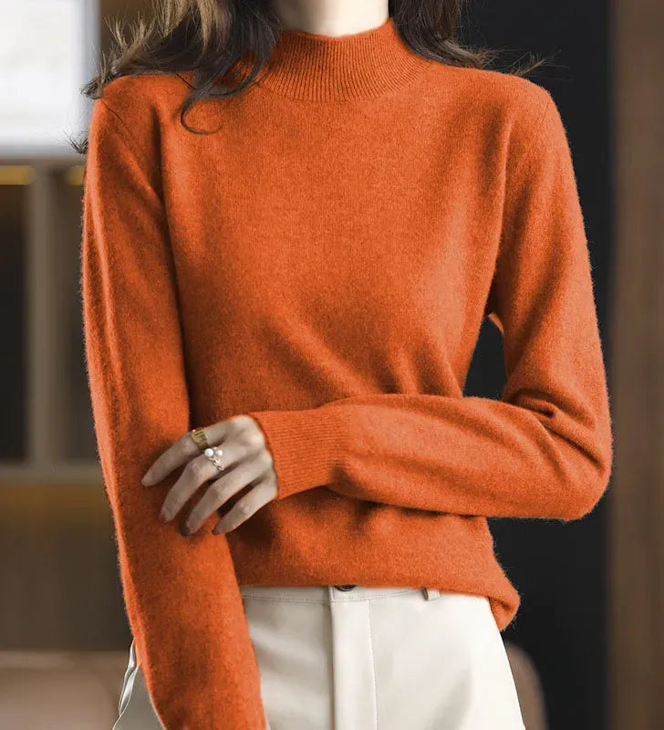 Solid Half Turtleneck Thickened Knit Sweater