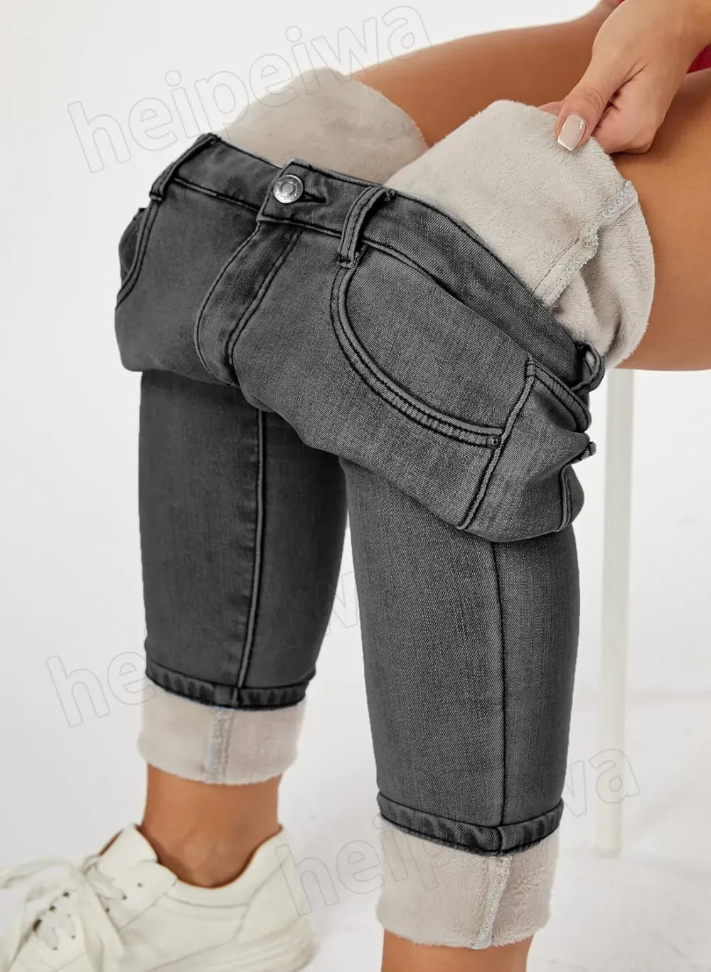 Women's Winter Fleece Lined Sherpa Thermal Skinny Pants Casual Warm Trousers