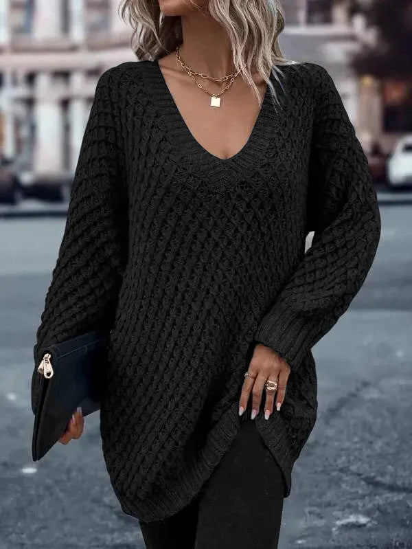 Solid Drop Shoulder Cotton Oversized Sweater