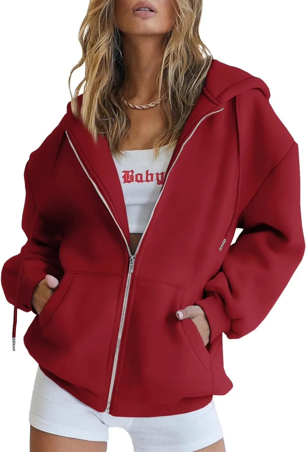 Women's Cute Hoodies Teen Girl Fall Jacket Oversized Sweatshirts Casual Drawstring Zip Up Y2K Hoodie with Pocket
