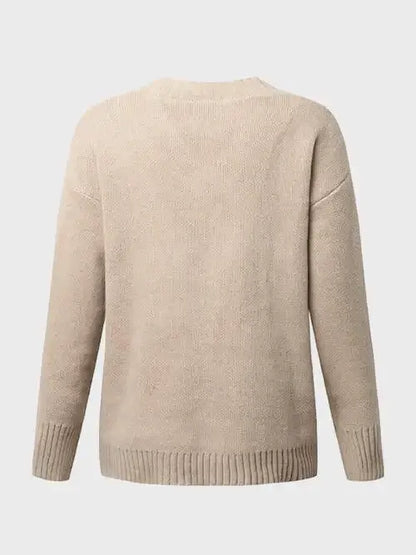 V-Neck Long Sleeve Knit Top Sweater AC