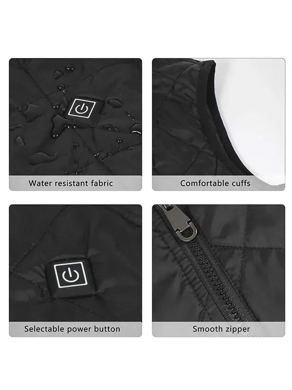 Ladies heated vest, 3 heating, 4 heating zones, washable neck heating jacket