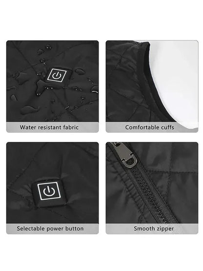 Ladies heated vest, 3 heating, 4 heating zones, washable neck heating jacket
