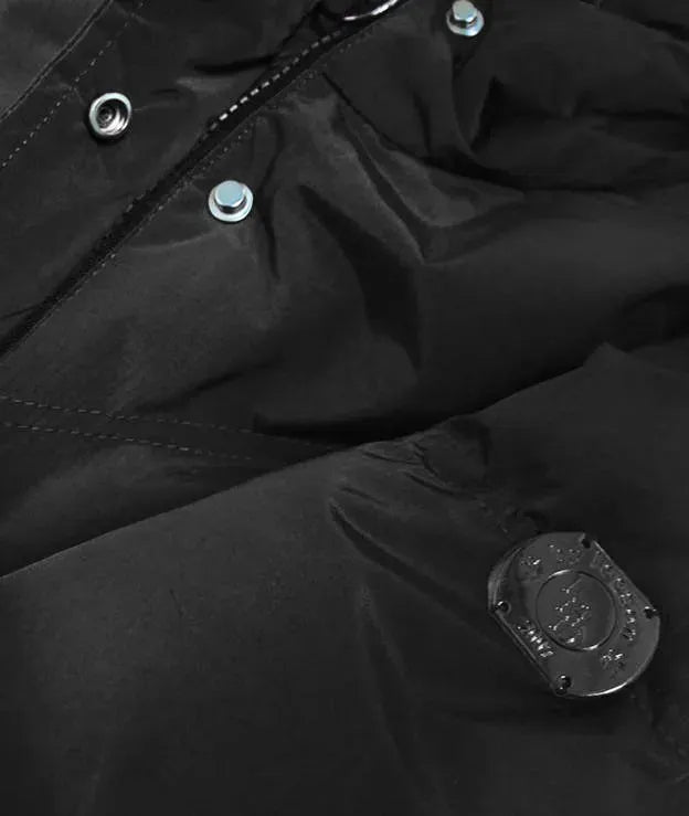 WATERPROOF WOMEN'S PARKA WITH CUT ON THE SIDES, black