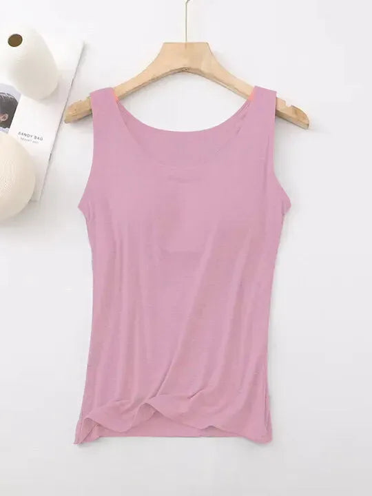 Women's Tank Top with Built-In Bra, Sleeveless Casual Basic Round Neck Regular - 10-Piece Sets