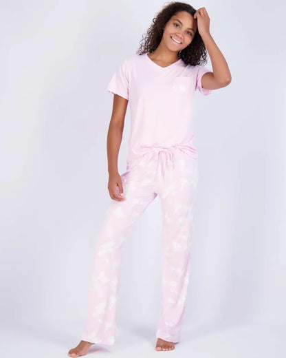 Real Essentials 2 Pack: Women’s Pajama Set Super-Soft Short & Long Sleeve Top With Pants (Available In Plus Size)