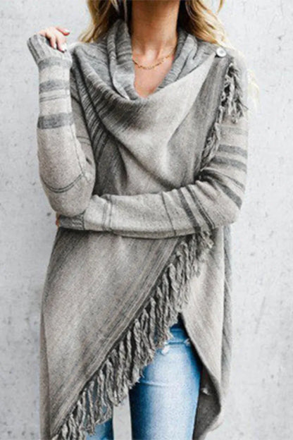Striped Shawl Sweater 2 Styles
