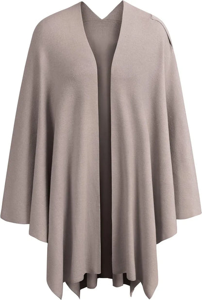 Womens Large Cross Front Poncho Sweater Wrap Topper Knitted Elegant Shawls Cape for Fall Winter