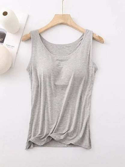 Women's Tank Top with Built-In Bra, Sleeveless Casual Basic Round Neck Regular - 10-Piece Sets