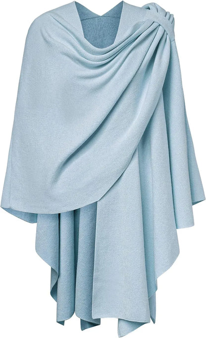 Womens Large Cross Front Poncho Sweater Wrap Topper Knitted Elegant Shawls Cape for Fall Winter