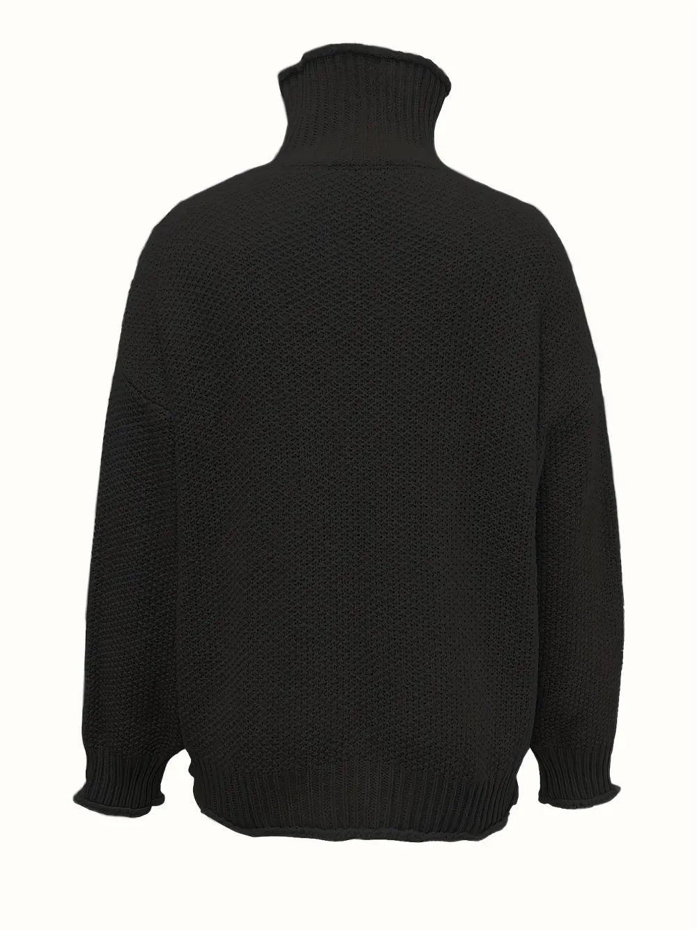 Solid Turtle Neck Pullover Sweater, Casual Long Sleeve Sweater For Fall & Winter, Women's Clothing