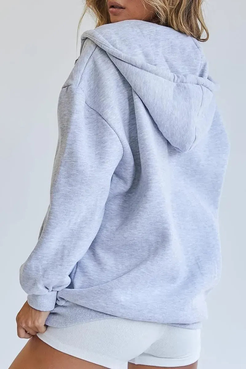 Women's Cute Hoodies Teen Girl Fall Jacket Oversized Sweatshirts Casual Drawstring Zip Up Y2K Hoodie with Pocket