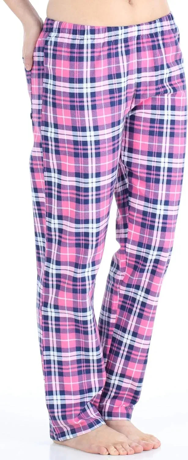 Women's Cotton Flannel Long Sleeve Button-Down Pajamas PJ Set