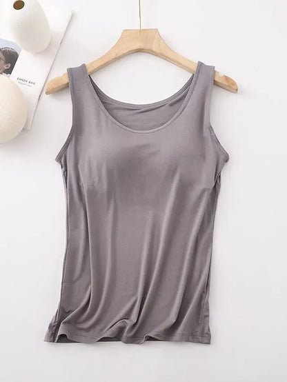 Women's Tank Top with Built-In Bra, Sleeveless Casual Basic Round Neck Regular - 10-Piece Sets