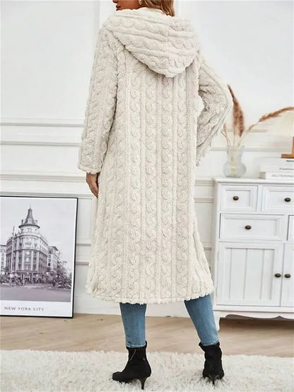 Women's Winter Coat Teddy Coat Coat Windproof Warm Outdoor Street Daily Wear Going out Button Fleece Lined Double Breasted Hoodie Fashion Plush Casual Minimalism Solid Color Regular Fit Outerwear