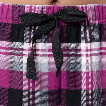 Fruit of the Loom Women's Waffle V-Neck Top and Flannel Pant Sleep Set