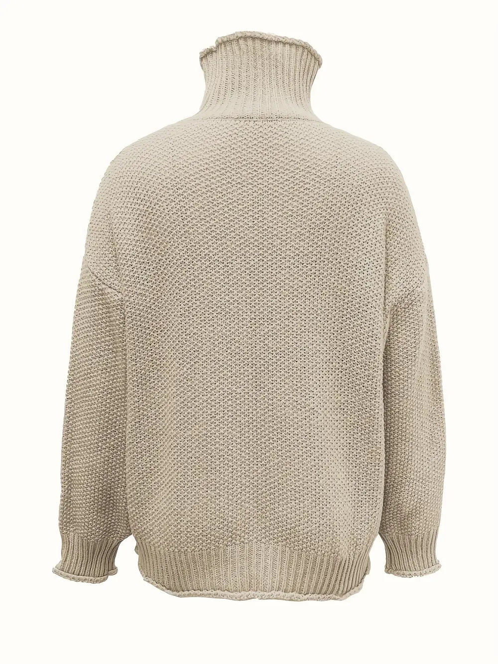 Solid Turtle Neck Pullover Sweater, Casual Long Sleeve Sweater For Fall & Winter, Women's Clothing