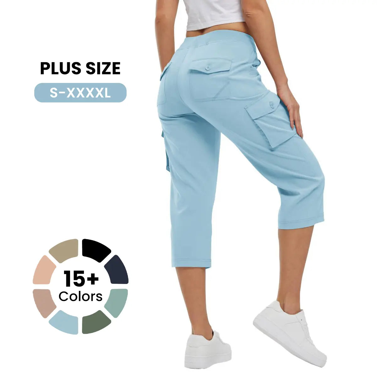 🌿🌿Womens Lightweight Capris Hiking Pants 6 Pockets Quick Dry Cargo Outdoor Trip Loose Shorts COMFY  MOMS OVER 30