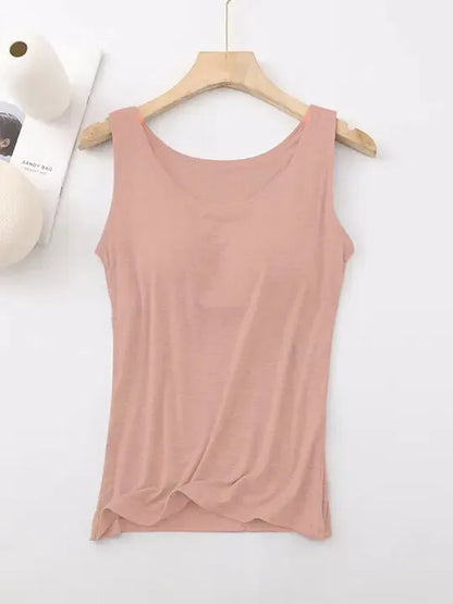Women's Tank Top with Built-In Bra, Sleeveless Casual Basic Round Neck Regular - 10-Piece Sets