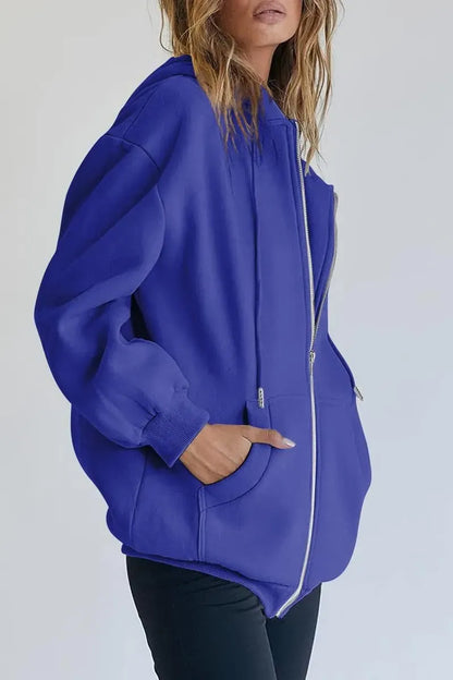 Women's Cute Hoodies Teen Girl Fall Jacket Oversized Sweatshirts Casual Drawstring Zip Up Y2K Hoodie with Pocket