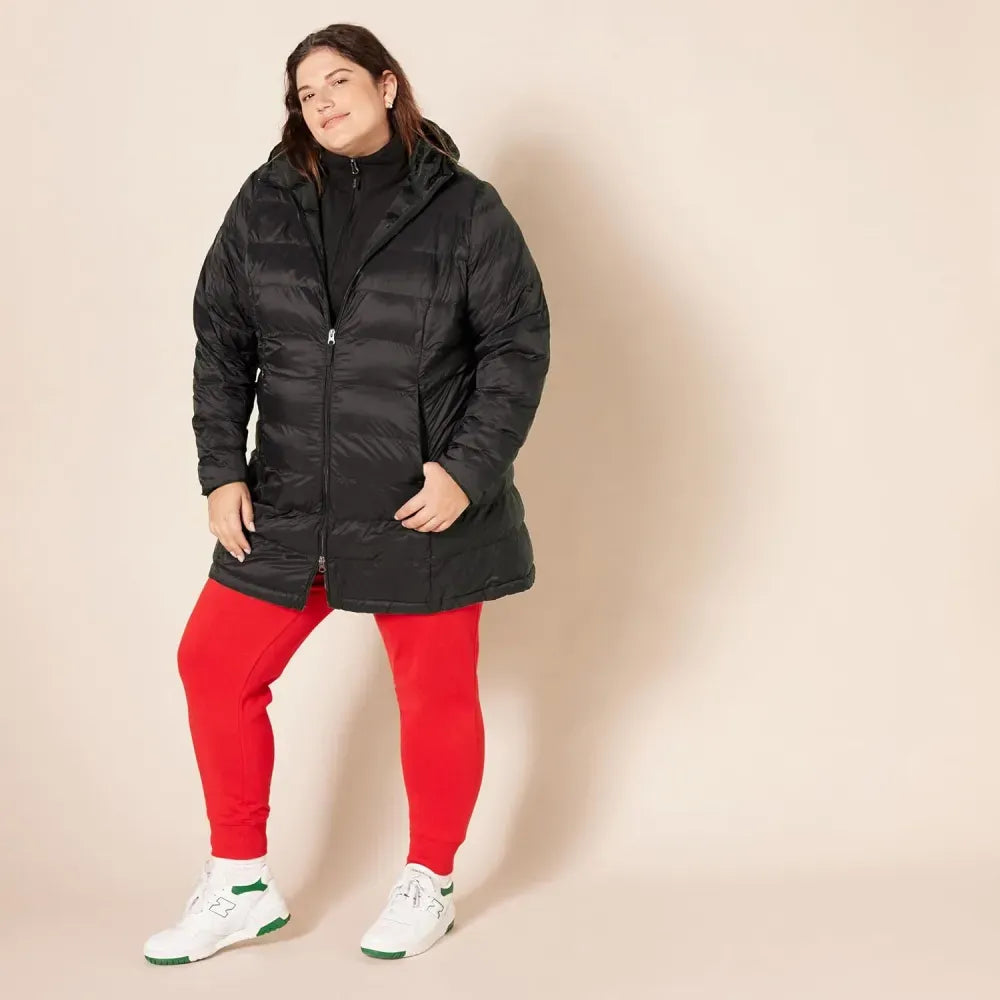 Women's Lightweight Water-Resistant Hooded Puffer Coat (Available in Plus Size)