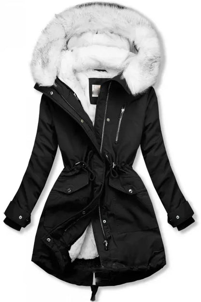 Parka coat with hood and lining