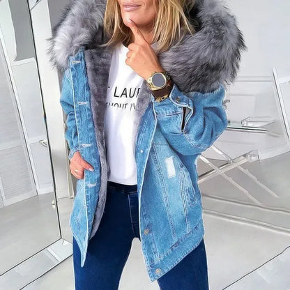Warm Front Hooded Denim Jacket