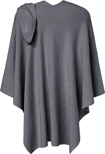 Womens Large Cross Front Poncho Sweater Wrap Topper Knitted Elegant Shawls Cape for Fall Winter