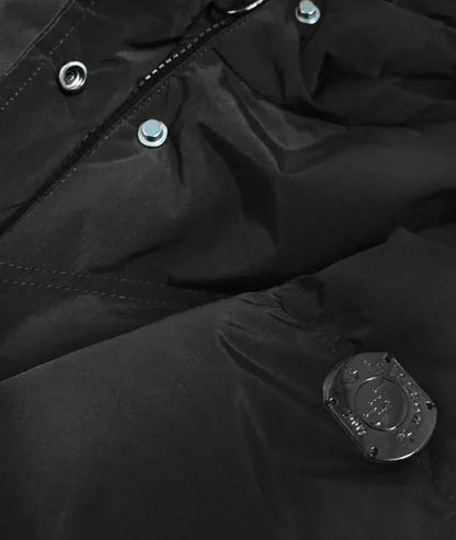WATERPROOF WOMEN'S PARKA WITH CUT ON THE SIDES, black