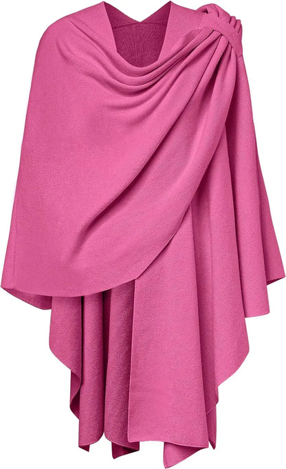 Womens Large Cross Front Poncho Sweater Wrap Topper Knitted Elegant Shawls Cape for Fall Winter