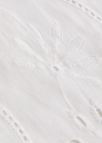 White Split Detail Long Sleeve Blouse