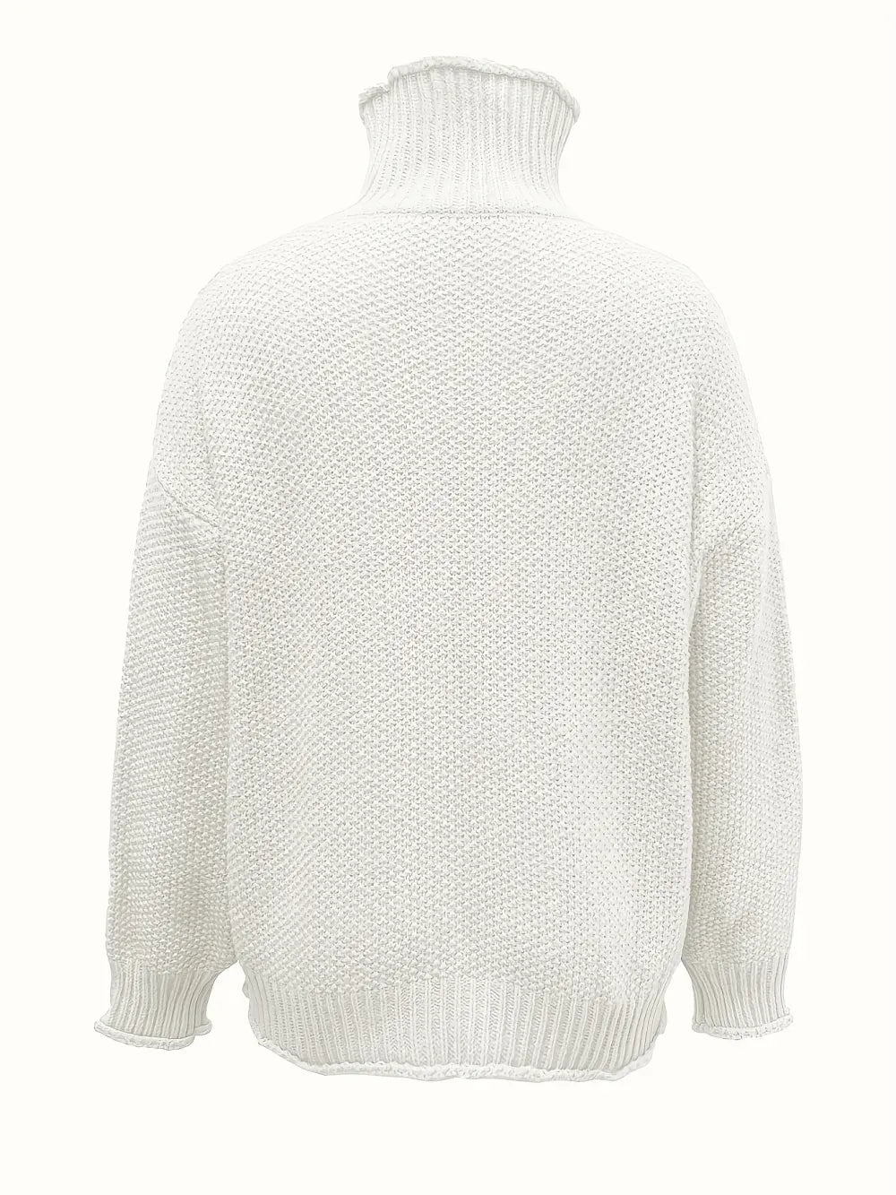 Solid Turtle Neck Pullover Sweater, Casual Long Sleeve Sweater For Fall & Winter, Women's Clothing
