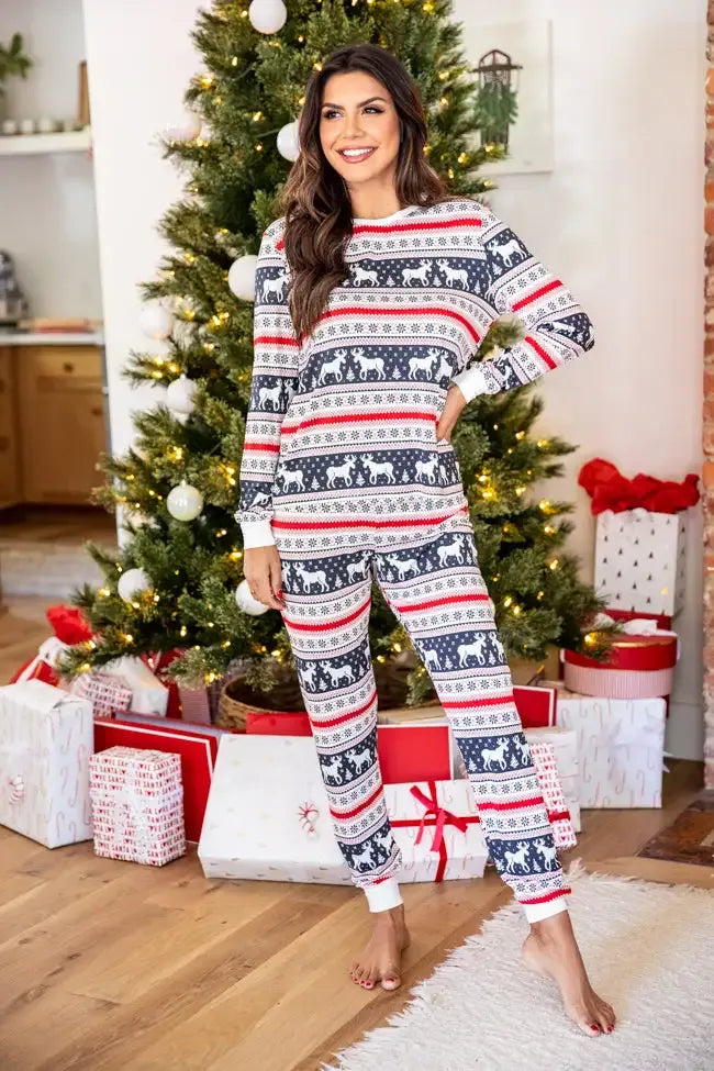 Holly And Jolly Charcoal Christmas Print Pajama Top FINAL SALE