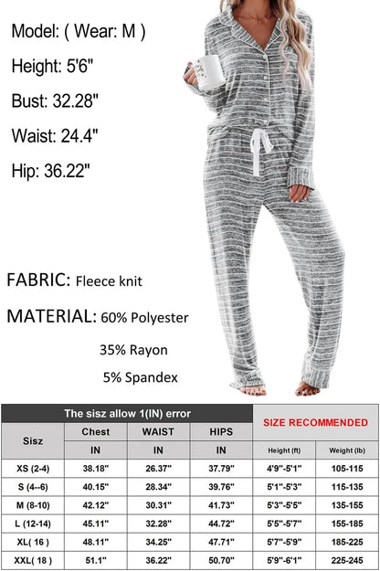 Women's Pajama Sets Long Sleeve Button Down Sleepwear Nightwear Soft Pjs Lounge Sets