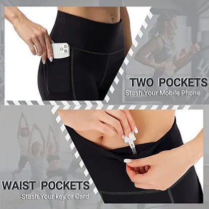 4 Pack Yoga Leggings with Pockets for Women - High Waist Tummy Control Pants for Workout